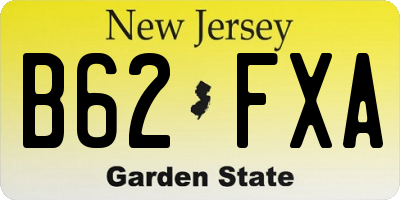 NJ license plate B62FXA