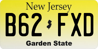NJ license plate B62FXD