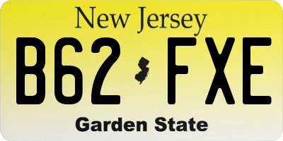 NJ license plate B62FXE
