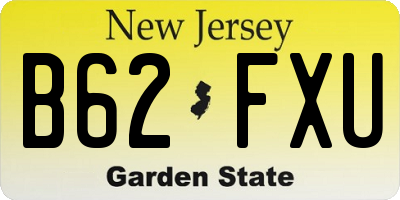 NJ license plate B62FXU