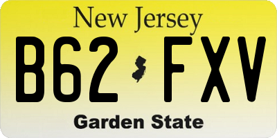 NJ license plate B62FXV