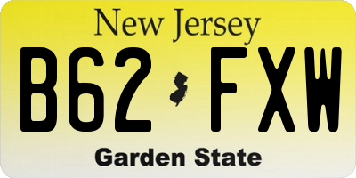 NJ license plate B62FXW