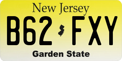 NJ license plate B62FXY