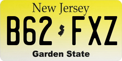 NJ license plate B62FXZ
