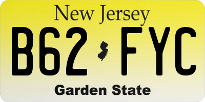 NJ license plate B62FYC