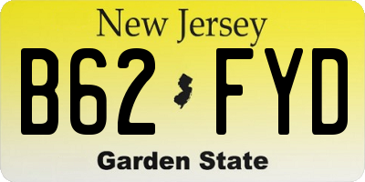 NJ license plate B62FYD