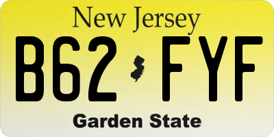 NJ license plate B62FYF