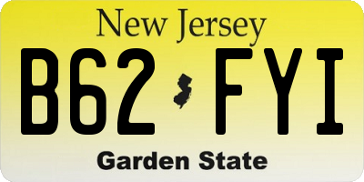NJ license plate B62FYI