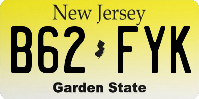 NJ license plate B62FYK
