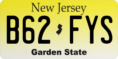 NJ license plate B62FYS