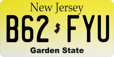 NJ license plate B62FYU