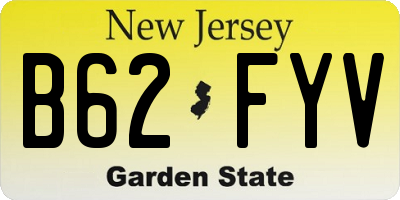 NJ license plate B62FYV