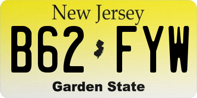 NJ license plate B62FYW