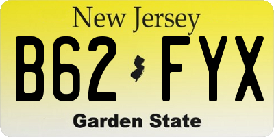 NJ license plate B62FYX