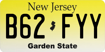 NJ license plate B62FYY