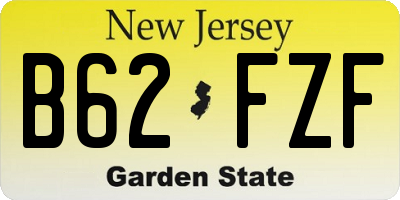 NJ license plate B62FZF