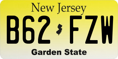 NJ license plate B62FZW