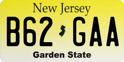 NJ license plate B62GAA