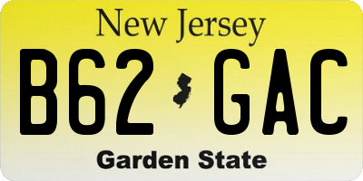 NJ license plate B62GAC