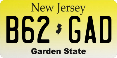 NJ license plate B62GAD