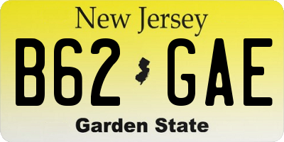 NJ license plate B62GAE