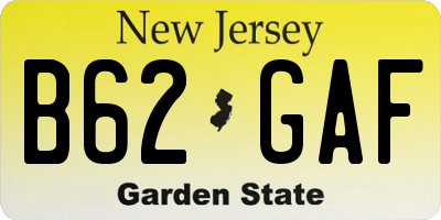 NJ license plate B62GAF