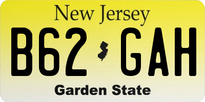 NJ license plate B62GAH