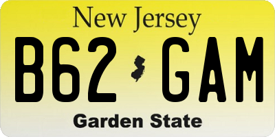 NJ license plate B62GAM
