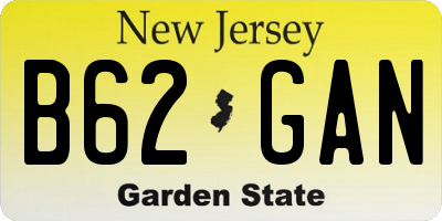 NJ license plate B62GAN