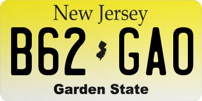 NJ license plate B62GAO
