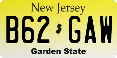 NJ license plate B62GAW