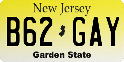 NJ license plate B62GAY