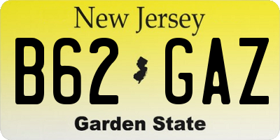 NJ license plate B62GAZ