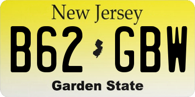 NJ license plate B62GBW
