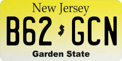 NJ license plate B62GCN