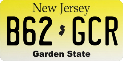 NJ license plate B62GCR