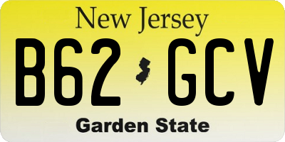 NJ license plate B62GCV