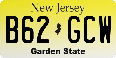 NJ license plate B62GCW