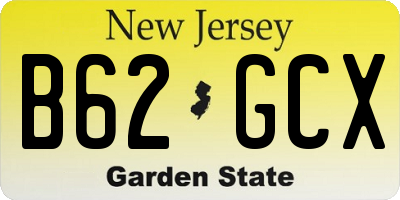 NJ license plate B62GCX