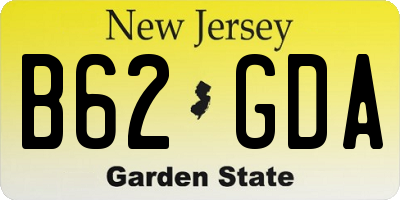 NJ license plate B62GDA