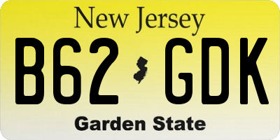 NJ license plate B62GDK