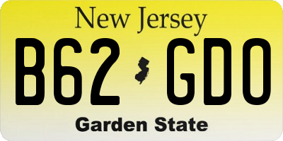 NJ license plate B62GDO