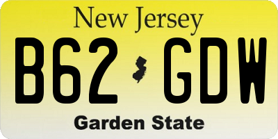 NJ license plate B62GDW