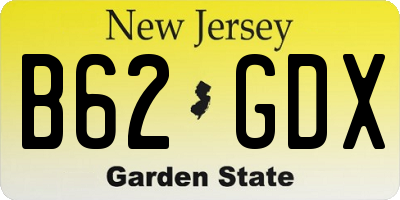 NJ license plate B62GDX