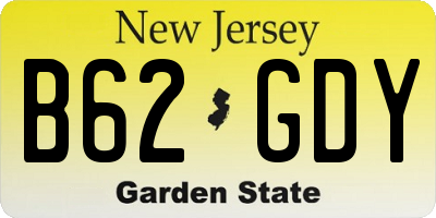 NJ license plate B62GDY