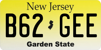 NJ license plate B62GEE