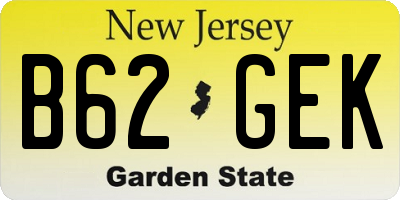 NJ license plate B62GEK
