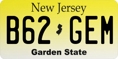 NJ license plate B62GEM