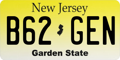 NJ license plate B62GEN