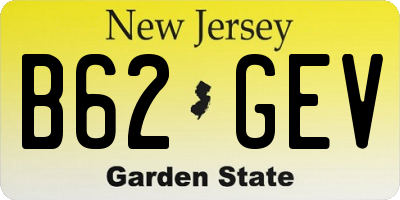 NJ license plate B62GEV